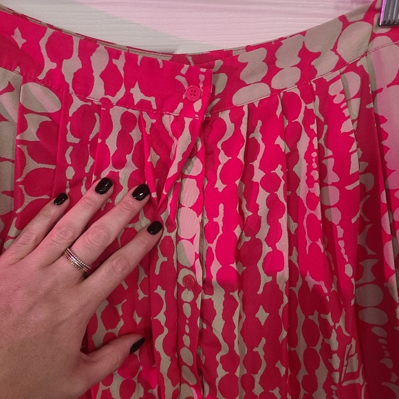 Harper and Gray pink and khaki waisted pleated skirt. - Picture 4 of 4